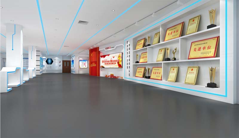 動線設計+靜謐色彩搭配，塑造品牌形象——南寧企業(yè)展廳設計裝修案例賞析—燦源裝飾